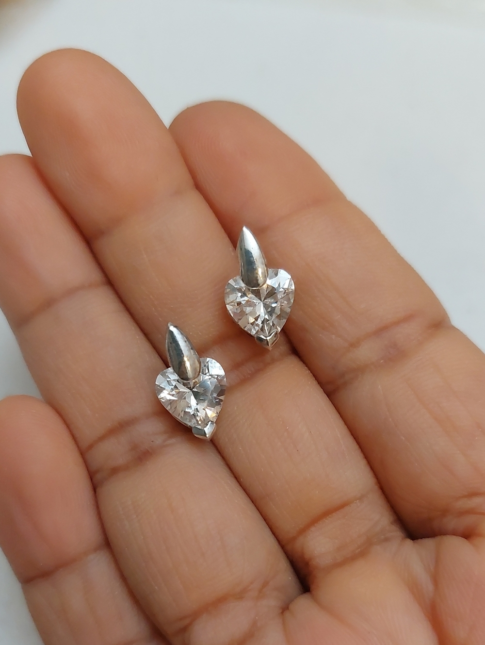 Michael Anthony 925 CZ Solitaire Heart Stud Earrings
